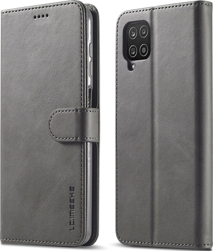 Samsung Galaxy A22 4G Hülle, Klapphüllen Brieftasche Leder Magnetverschluss Ständer Schutzhülle für Galaxy A22 4G Grau