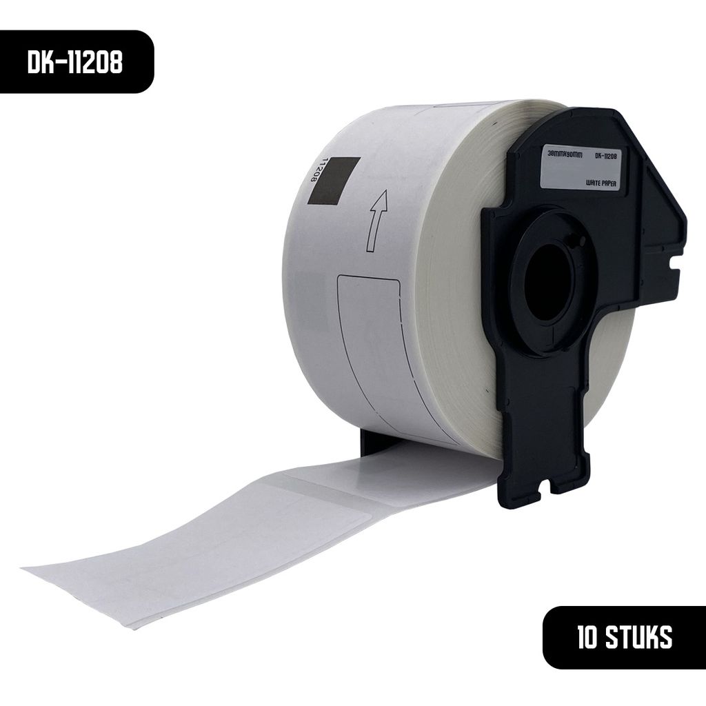 DULA – Brother-kompatibles DK-11208 vorgeschnittenes großes Adressetikett – Papier – Schwarz auf Weiß – 38 x 90 mm – 400 Etiketten pro ...