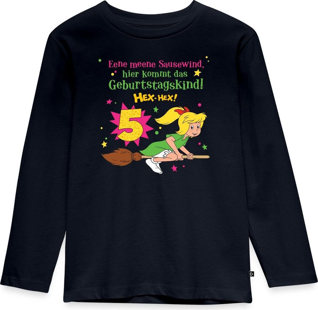 Spreadshirt Bibi Blocksberg Geburtstagsdesign 5 Jahre Kinder Premium Langarmshirt, 110/116 (4 Jahre), Navy