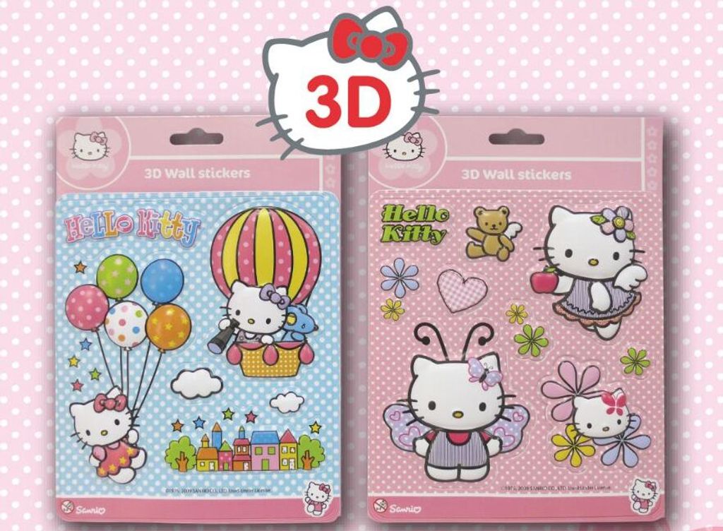 Hello Kitty 3D Wandtattoos Wandsticker - 2-er Set Produktbild 