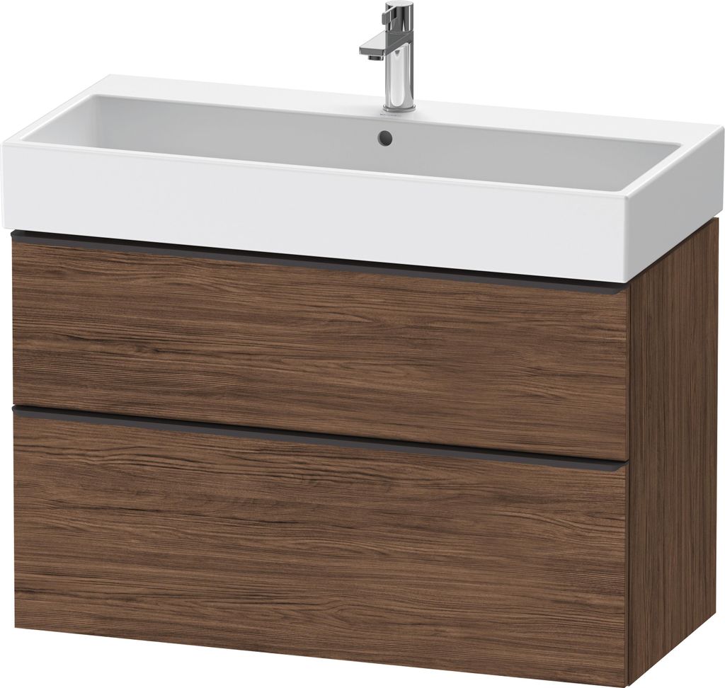 Duravit D-Neo Waschtischunterbau wandhängend,984x625x442mm, 1 Auszug, 1 Schubkasten, mit Griff Diamantschwarz, DE43740BD210000