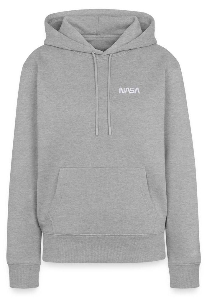 Spreadshirt Nasa Logo Klein Weiß Stick Damen Premium Hoodie, 3XL, Grau meliert