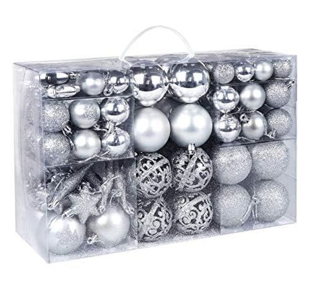 Weihnachtskugeln 116er Set Christbaumkugeln Silber Produktbild 