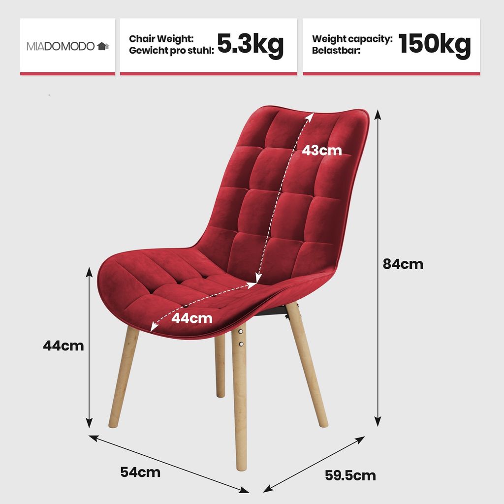 MIADOMODO® Esszimmerstühle - Farbwahl, 2/4/6/8 Set, Produktbild 3