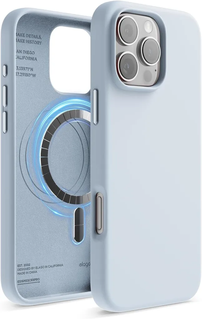 Cover iPhone 16 Pro Max elago Silicone MagSafe Azzurro Antiurto