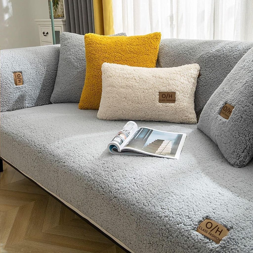 Samt Sofabezug 1 2 3 4 Sitzer, L Form Sofaüberwurfe, Ecksofa Sofa überzug Pets Dog Couch überzug Anti-rutsch Sofaschutz, Ultra Weicher Sofaschon...