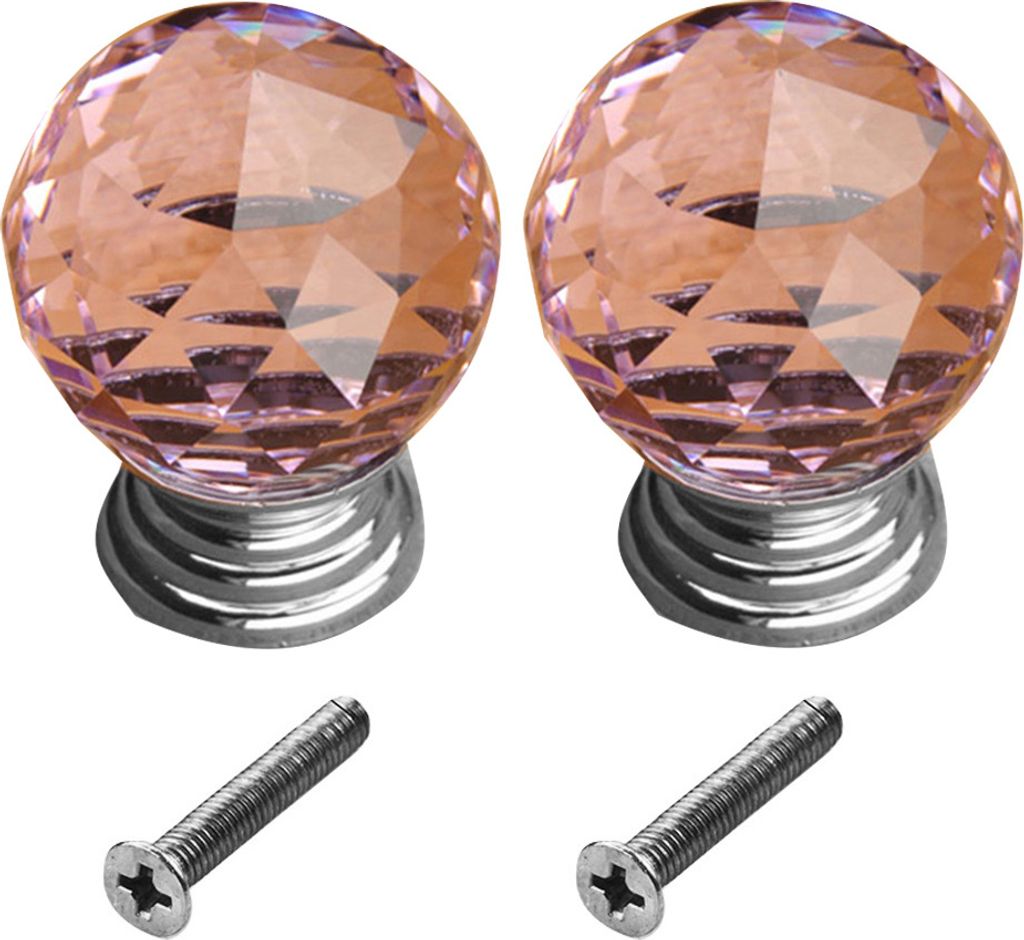 2pcs 30 mm kugelförmige Kristallglas Zinklegungs Basis Pull Griff für Schrank-Rosa