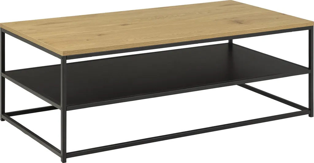 Table Basse Rectangulaire 120 cm Salida Bois et Pieds Métal Noir Mat