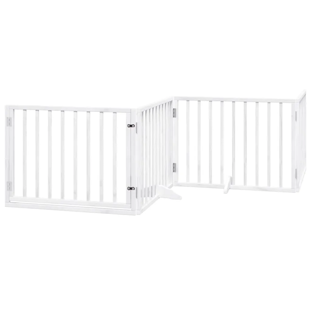 Barriera per Cani 320 cm con Porta vidaXL - Legno Bianco Pieghevole