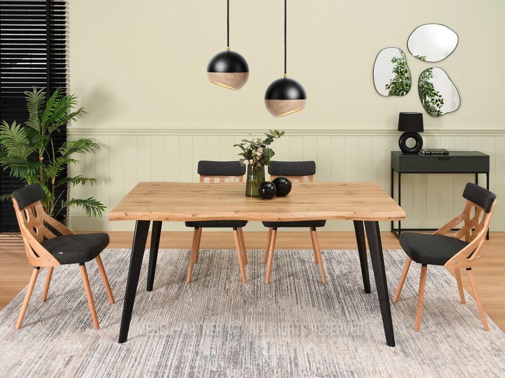 Jídelní stůl 160x90 VISAR - dub / černý Obrázek produktu 