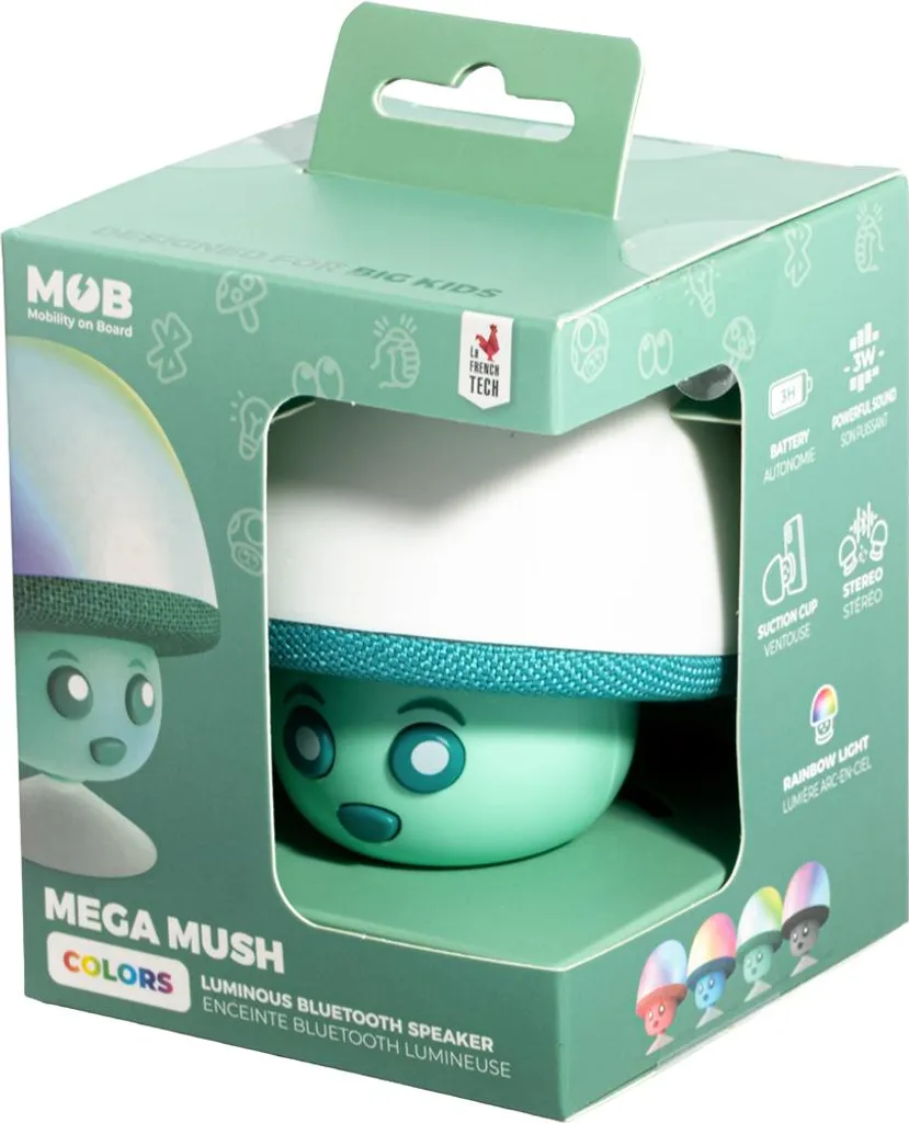 Enceinte Bluetooth pour la Douche Mega Mush avec LED et Ventouse en Vert
