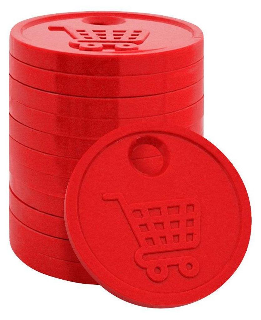 CombiCraft blanko Einkaufswagenchips 0,50 € Format aus starkem Kunststoff in Rot - 100 Stück