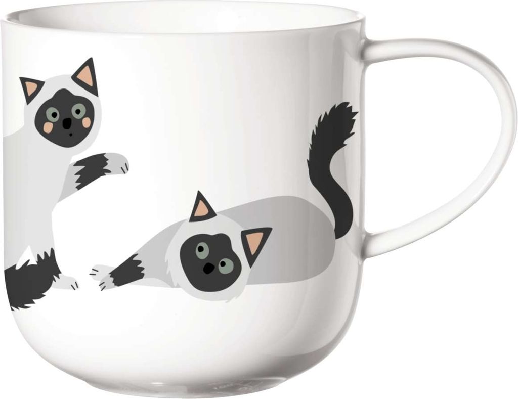 ASA Selection coppa cats & dogs Henkelbecher Birma, Kaffeetasse, Becher, Kaffee Tasse, Tee, Fine Bone China, Weiß, 400 ml, 19442014