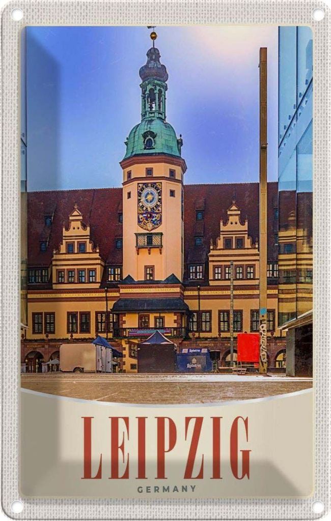 vianmo Blechschild 30x20 cm Leipzig Deutschland Architektur Kirche Bildmotiv Reisemotiv Abenteuer Reisen Urlaub Häuser