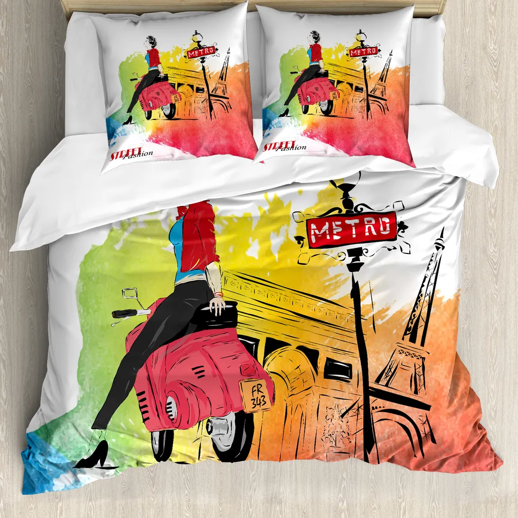 Copripiumino 155x220 Street Fashion Arancione - Design Antiacaro