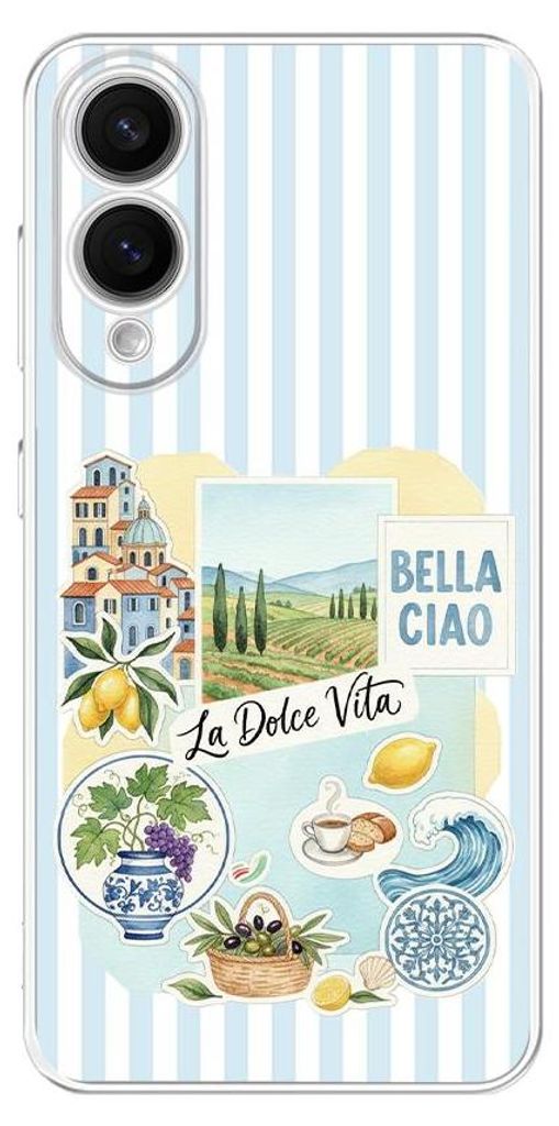 Flexible Hülle für das Samsung Galaxy S25 Edge, Kameraschutz, TPU Silikon transparent, Urlaub in Italien, italienische Spezialitäten, La Dolce Vita