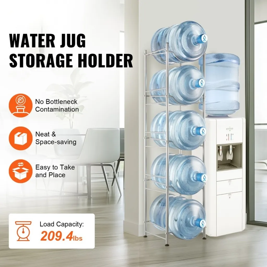 Rangement pichets d'eau pour cuisine et entrepôt - Support 5 bouteilles