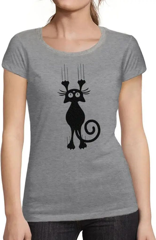 Damen Grafik T-Shirt Lustige Cartoon-Katze fällt – Funny Cartoon Cat Falling – Öko-Verantwortlich Vintage Jahrgang Kurzarm Lustige Druck Gebu...