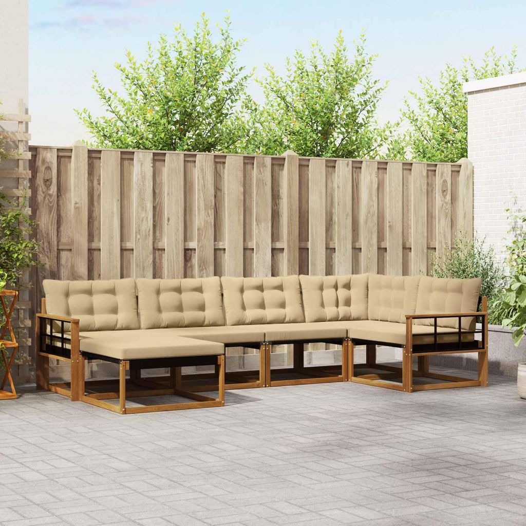 "Neues Produkt" Outdoor-Sofagarnitur ANTI-UV - CLORIS - 18 pcs - Natur und Beige Massivholz Akazie - Modern Gartensofas V873