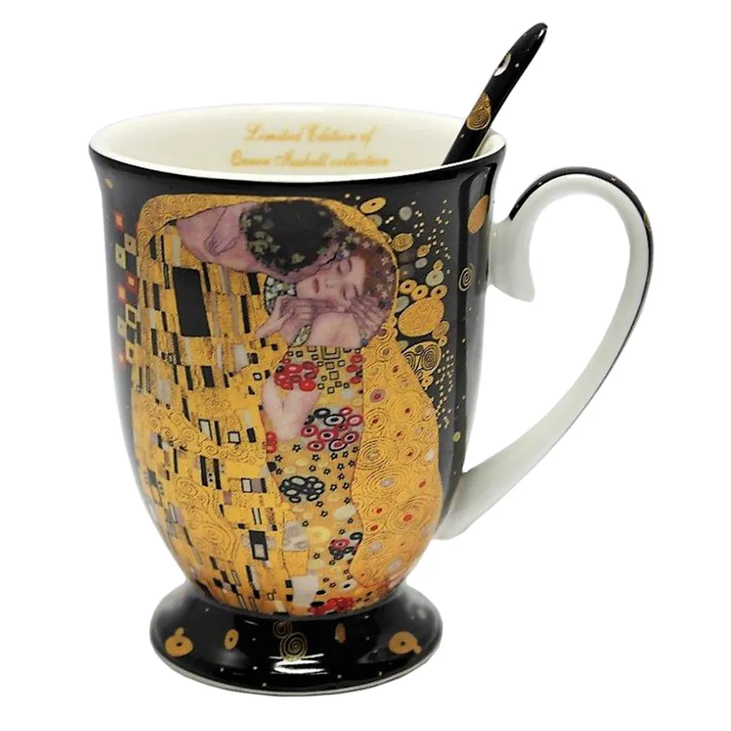 Tazza con Cucchiaio Queen Isabel Il Bacio Klimt 300ml Porcellana