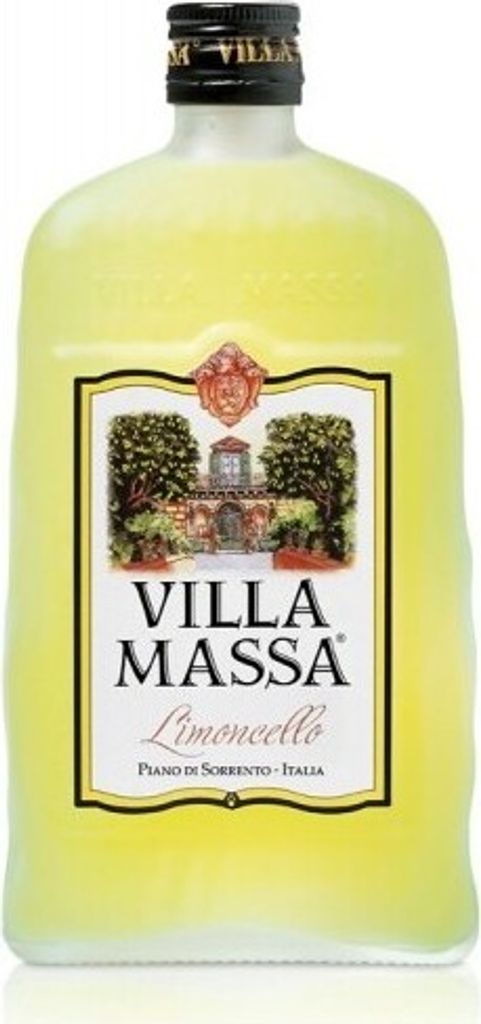 A bottle of Villa Massa Limoncello on a white background.