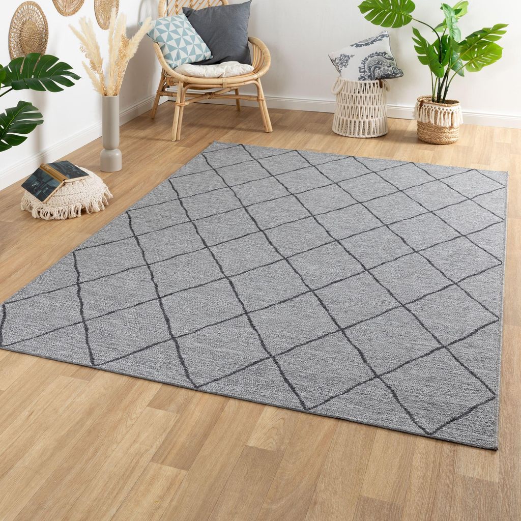 Steffensmeier Outdoor Teppich Baltrum | Für Balkon und Terrasse | Modern | strapazierfähig und pflegeleicht | Natur Grau, Größe: 160x230 cm