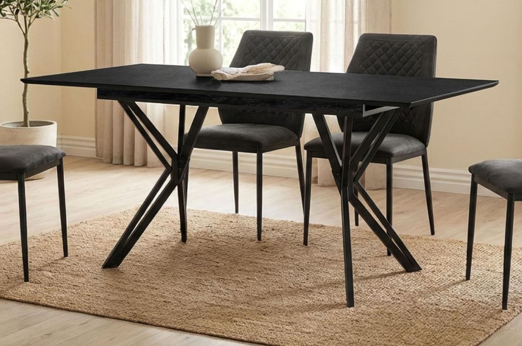 Esstisch "Como" in Stein grau dunkel Tisch ausziehbar 160 / 200 x 90 cm