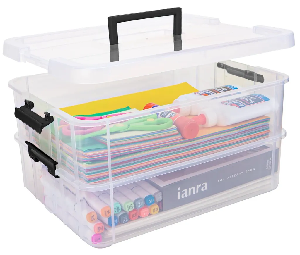 Bac de transport plastique avec couvercle hermétique et design empilable