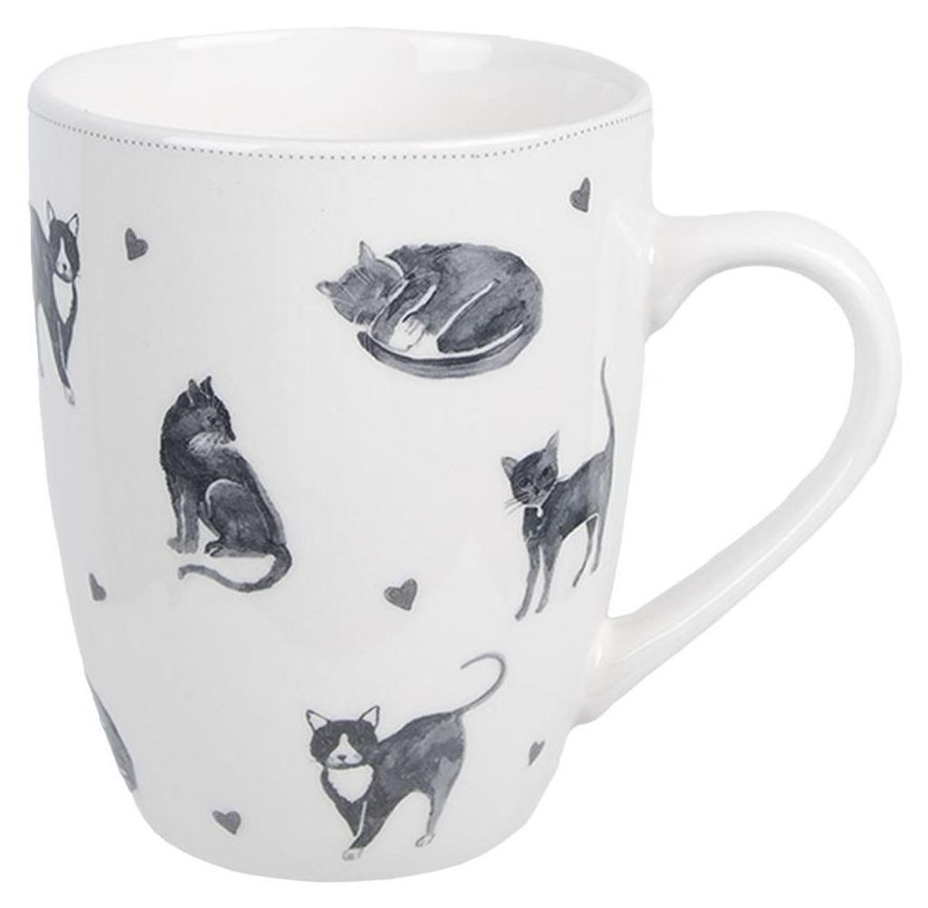 Clayre & Eef Tasse 350 ml Weiß Keramik Katzen
