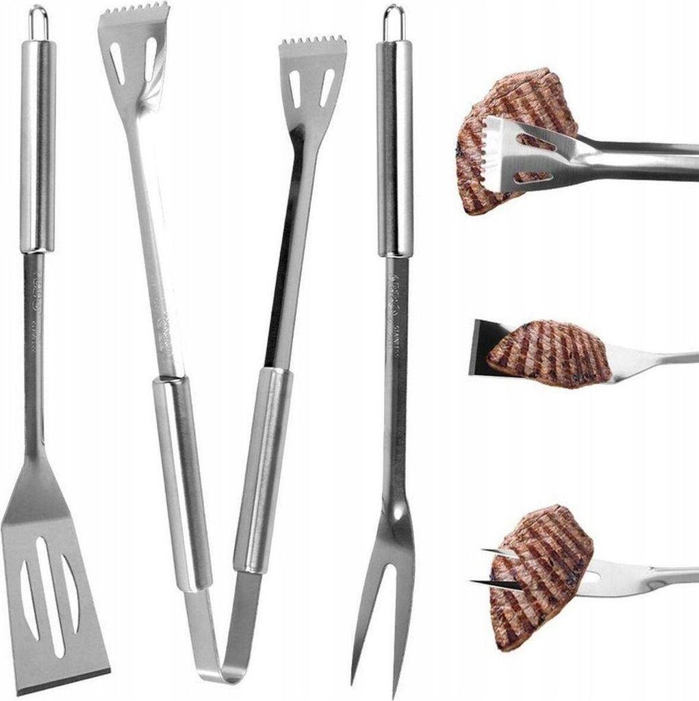 Amazon Basics Set Barbecue 3 Pezzi Acciaio Inox - Spatola, Pinze, Pennello - Foto 4