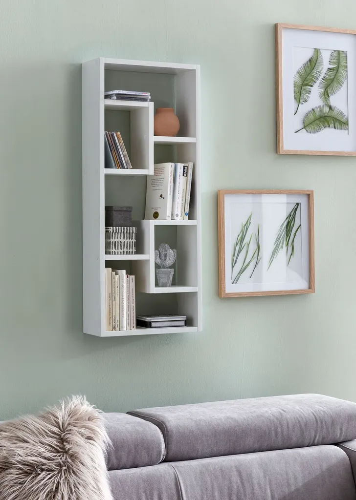 Étagère murale bois blanc pour petit espace - Rangement mural compact