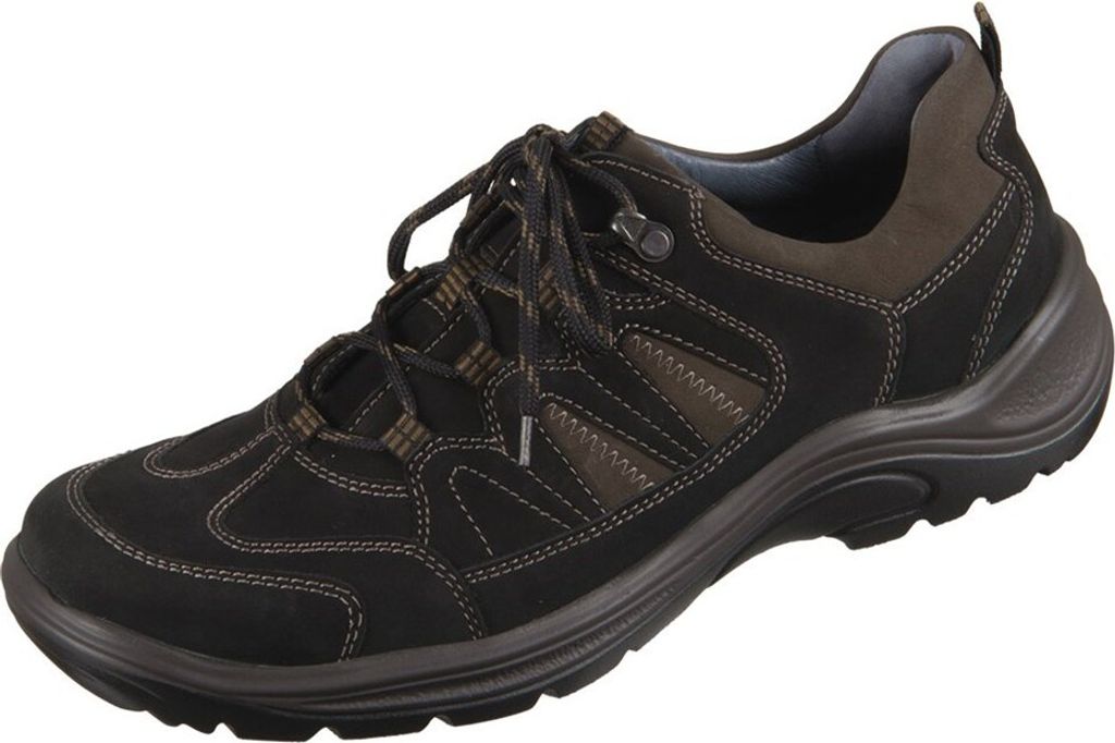 Waldläufer Hayo, Outdoor-Halbschuh, Nubukleder, schwarz / braun, Weite H 415007-691-742 40 1/2