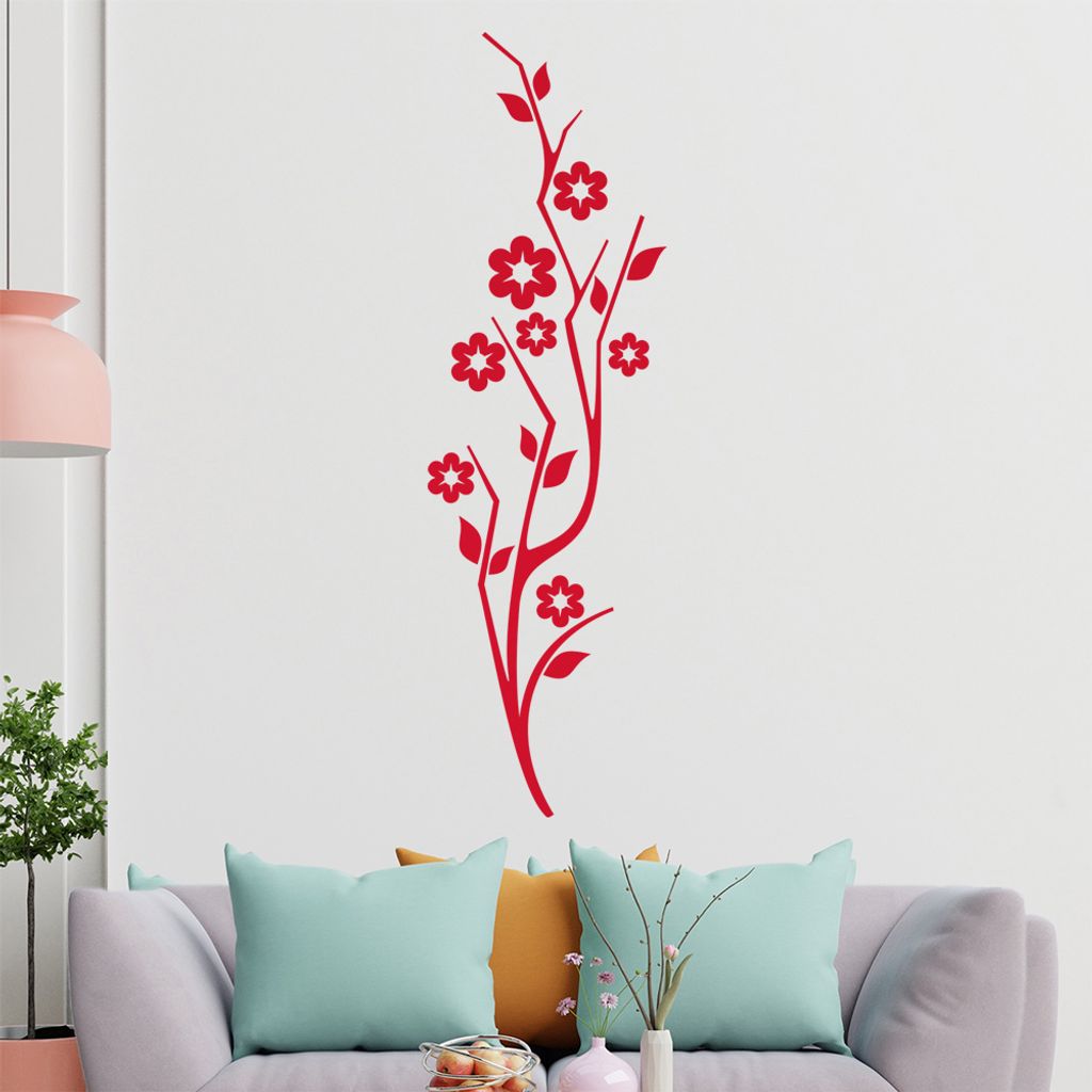 Blumen - Blüten - Pflanze Wandtattoo in 6 Größen - Wandaufkleber Wall Sticker - Dekoration, Küche, Wohnzimmer, Schlafzimmer, Badezimmer