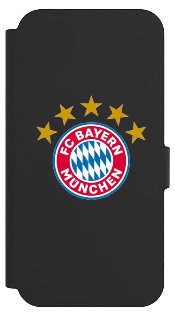 NIVOCASE Klapphülle für Samsung Galaxy S24 FE 5G Handyhülle aus Kunst Leder NIVOflip schwarz FC Bayern München FCB Sterne