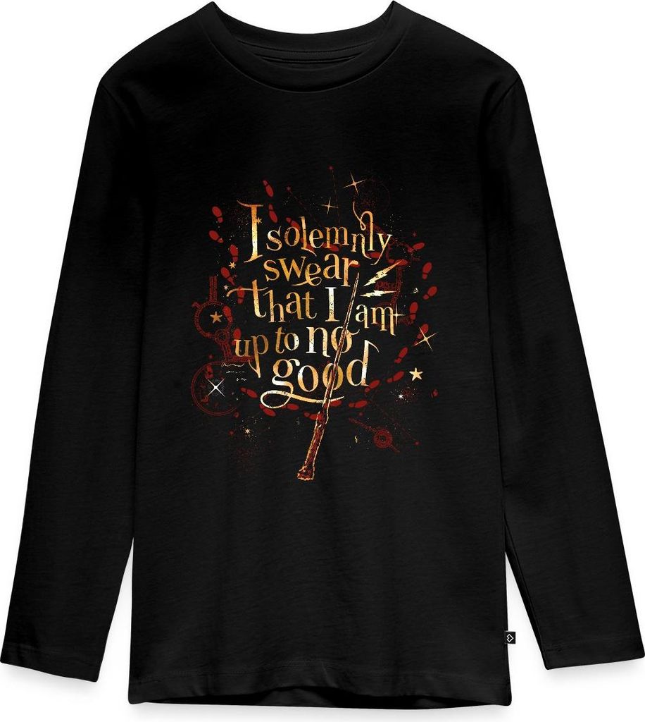 Spreadshirt Harry Potter I Solemnly Swear Spruch Teenager Premium Langarmshirt, 146/152 (10 Jahre), Schwarz