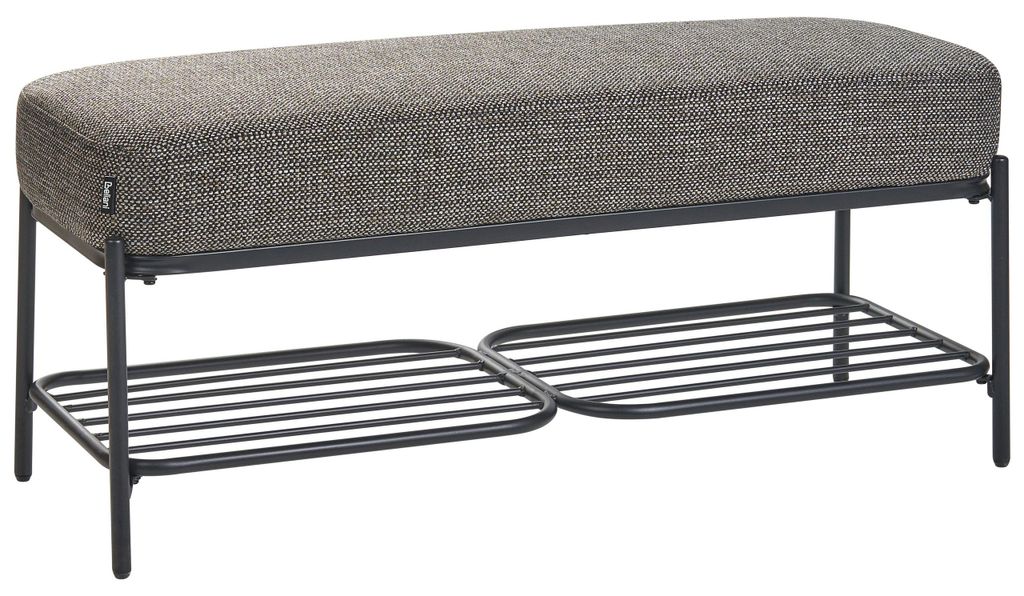 BELIANI Flurbank Schwarz Stoff Gepolstert mit Schuhablage 100 x 36 Modernes Design Schuhbank Bettbank Schlafzimmer Flur Garderobe Sitzbank