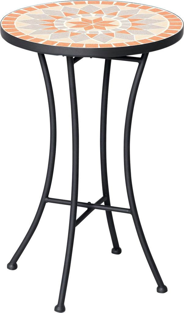 Beistelltisch Gartentisch ?35.5cm Rund wetterfest im Mesh-Stil Balkontisch mit Mosaik-Muster Metall Campingtisch Kaffeetisch fš¹r Wohnzimmer Bš...