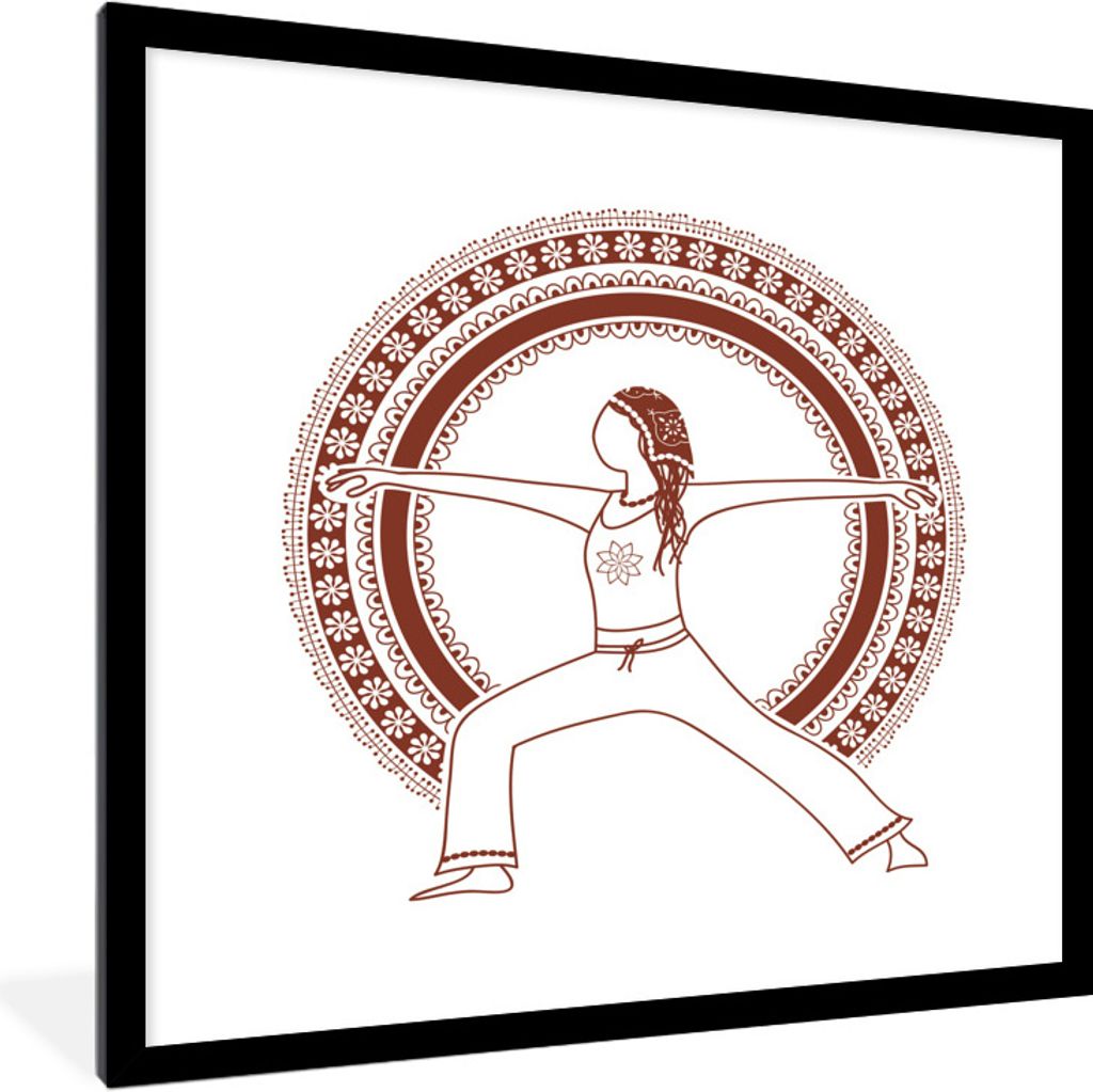 MuchoWow Gerahmtes Poster Yoga - Lotus - Frau 40x40 cm - Poster mit Schwarzem Bilderrahmen Wandposter Rahmen Foto Bilder - Poster - Plakat im Rahmen