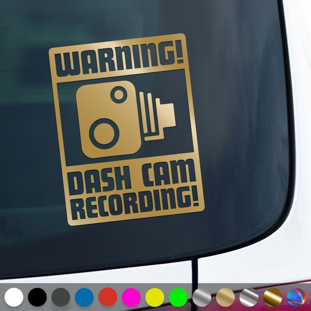 PantherPixel Dash Cam Aufkleber Warnung Kamera Videoufnahme Sticker Auto Geschenkidee Farbe Gold