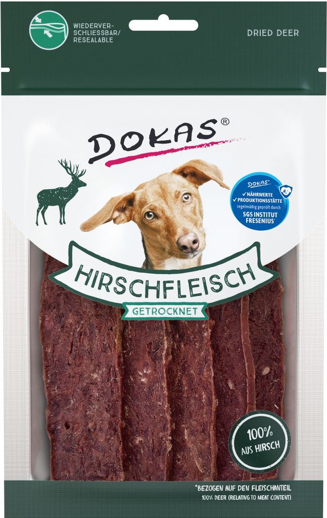 Dokas Hirschstreifen getrocknet, Snacks, Hund, Adult, Produktbild 