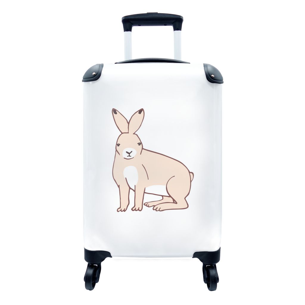 MuchoWow Koffer Handgepäck Trolley Rollkoffer Kleine Reisekoffer mit 4 Rollen - Kaninchen - Kinder - Weiß - Jungen - Mädchen - Cabin Size < 55...