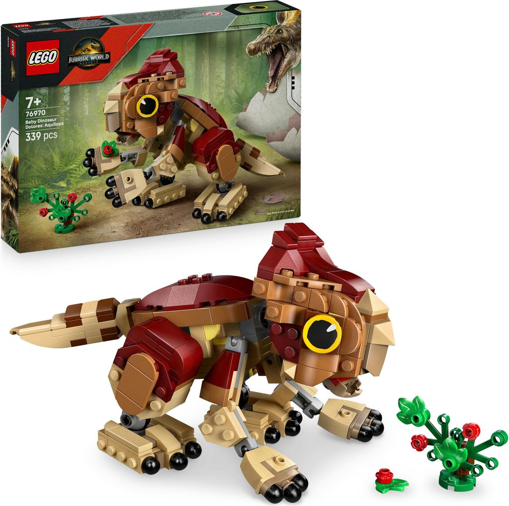 LEGO Jurassic World Babydinosaurier Dolores: Aquilops – Spielzeug-Dinosaurier zum Bauen und Spielen mit Spielpflanze – Geschenk für Kinder ab ...