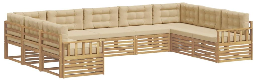 vidaXL Outdoor-Sofagarnitur 9 pcs Weiß und Beige Massivholz Akazie