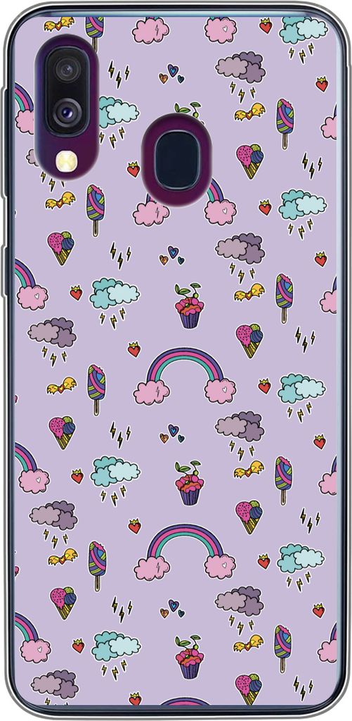 MuchoWow Handyhülle Schutzhülle Hülle für Telefoonhoesje Samsung Galaxy A40 Muster - Regenbogen - Krone - Mädchen - Kinder - Kinder Silikon ...