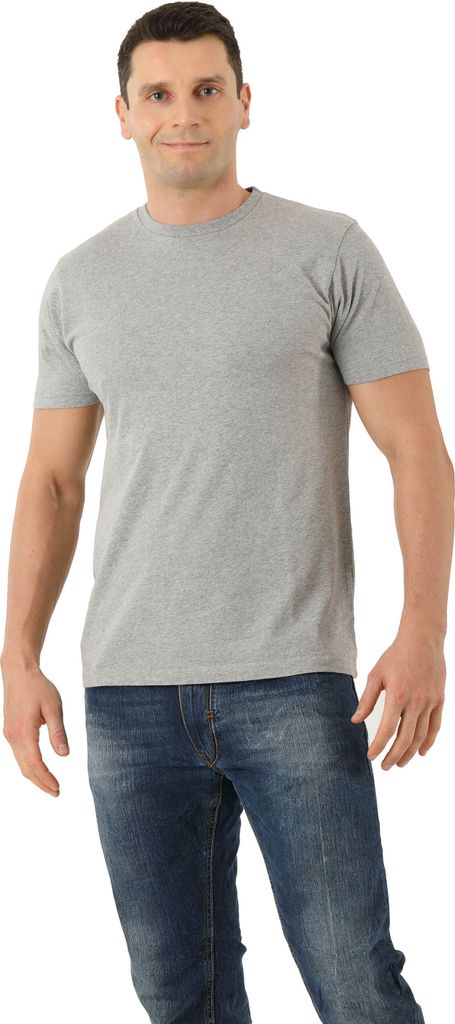 ALBERT KREUZ Herren T-Shirt Biobaumwolle Rundausschnitt grau mélange, 04/S