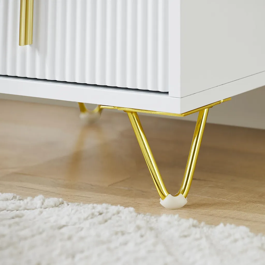 Petite commode de chambre blanche 3 tiroirs - Table d'appoint salon 63 cm