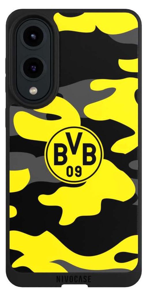 NIVOCASE Handyhülle für Samsung Galaxy S25 Edge Hülle NIVOpure Case Schwarz BVB Borussia Dortmund Fanartikel