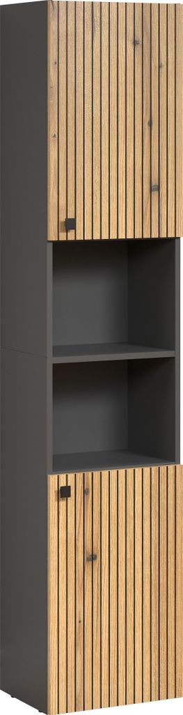 trendteam Bad Hochschrank Pure Bliss Evoke Eiche/Anthrazit Melamin B/H/T ca. 40/186/31 cm