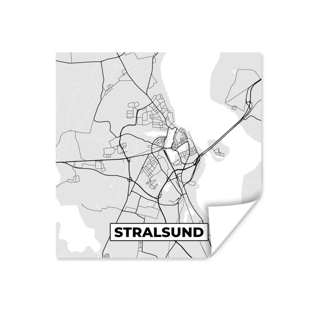 MuchoWow Poster Stadtplan - Deutschland - Karte - Stralsund - Karte 50x50 cm - Wohnzimmerdekoration