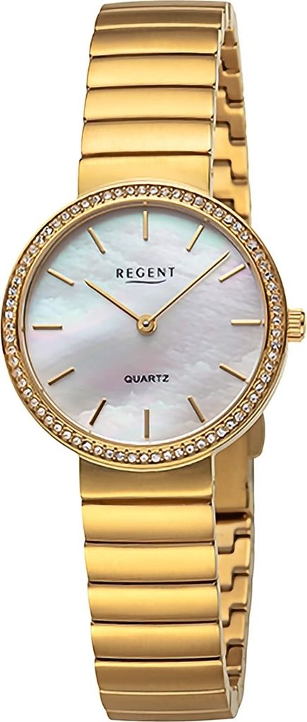 Regent Metall Damen Uhr Armbanduhr Quarz gold Metallarmband D2URF1506